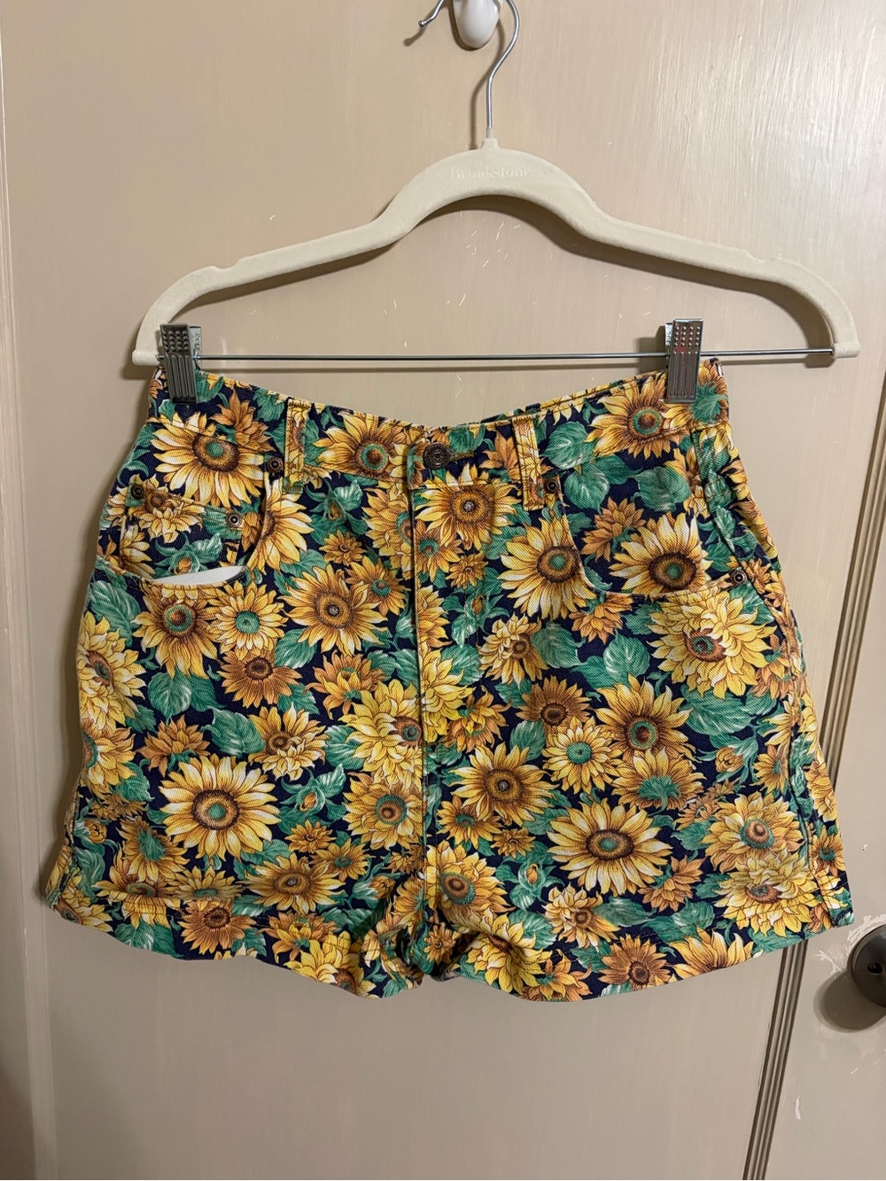 Floral Sunflower Women’s Jean Shorts - Yellow/Green